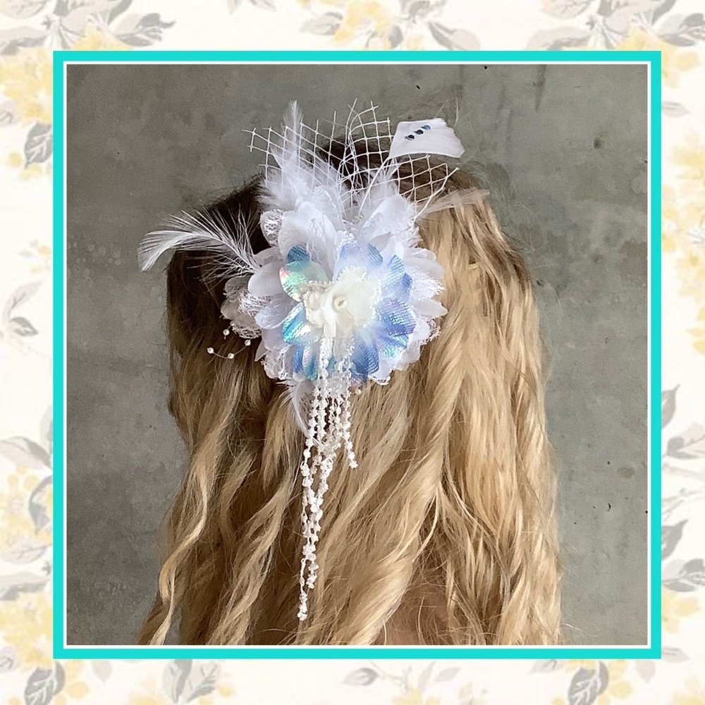 🌸 FLOWER FASCINATOR BRIDE WEDDING PIN UP LOVE BRIDESMAID BLING FLORAL FRINGE
